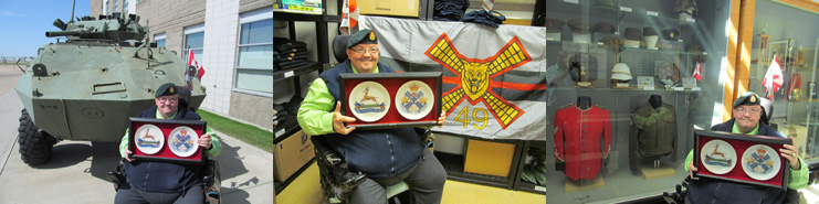 Ronald Dmetruk, proudly showing off his plates at the Edmonton Garrison.